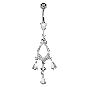 Bellypiercing Surgical Steel 316L Silver 925 zirconia Drop drop-shape waterdrop