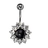 Bellypiercing Surgical Steel 316L Silver 925 Synthetic Pearls Crystal Flower