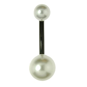 Bellypiercing Surgical Steel 316L Black PVD-coating Synthetic Pearls