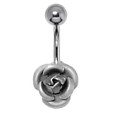 Piercing nombril Acier chirurgical 316L Laiton rhodi Rose Fleur