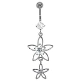 Bellypiercing Surgical Steel 316L Silver 925 zirconia Flower