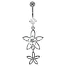 Piercing nombril Acier chirurgical 316L Argent 925 Zircon Fleur