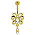 Gold plated belly piercing Surgical Steel 316L PVD-coating (gold color) Brass Crystal Butterfly