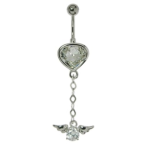 navelpiercing Chirurgisch staal 316L Zilver 925 Premium kristal Druppel Druppelvorm Waterdruppel vleugels