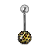 Belly piercing out of Surgical Steel 316L with Epoxy. Thread:1,6mm. Closure ball:5mm.  Fur Fur pattern Animal Print Zebra Leopard Tiger