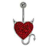 Piercing de ombligo Acero quirrgico Latn al rodio Cristal Corazn_diablo Corazn_con_cuernos