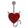 Piercing ventre Metallo chirurgico 316L Ottone rodiato Cristallo Cuore_con_corna Cuore_diavolo Cuore_del_diavolo