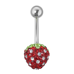 Bellypiercing Surgical Steel 316L Crystal Strawberry Berry