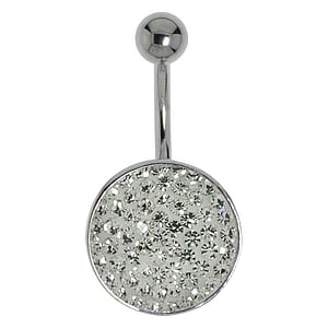 Bellypiercing Surgical Steel 316L Rhodium plated brass Crystal