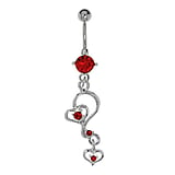 Bellypiercing Surgical Steel 316L Crystal Rhodium plated brass Heart Love