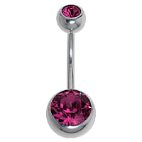 Piercing nombril en Acier chirurgical 316L avec Cristal. Pas-de-vis:1,6mm. Longueur de la tige:12mm. Diamtre-Boule:10mm. Boule de fermeture:6mm.