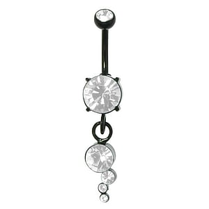 Bauchpiercing Chirurgenstahl 316L PVD Beschichtung (schwarz) Kristall