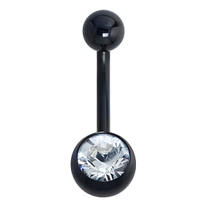 Bauchpiercing Chirurgenstahl 316L PVD Beschichtung (schwarz) Zirkonia