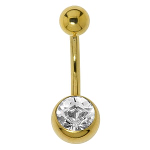 Gold plated belly piercing Surgical Steel 316L PVD-coating (gold color) Crystal