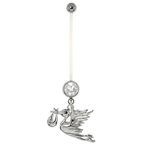 Pregnancy piercing Surgical Steel 316L Crystal Bioplast steel-plated brass Eagle Bird Stork