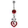 Piercing de ombligo Acero quirrgico Latn al rodio Cristal Corazn Amor Espiral