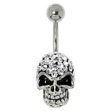 Piercing de ombligo Acero quirrgico Latn al rodio Cristal Calavera Crneo Hueso