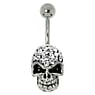 Bellypiercing Surgical Steel 316L Rhodium plated brass Crystal Skull Skeleton