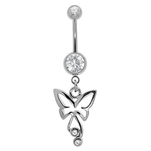 Bellypiercing Surgical Steel 316L Crystal steel-plated brass Butterfly