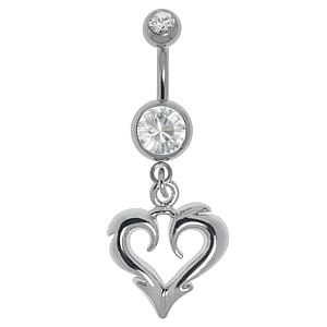 Bellypiercing Surgical Steel 316L Crystal steel-plated brass Heart Love