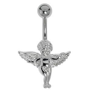 Belly piercing Surgical Steel 316L Rhodium plated brass Angel Wings