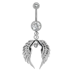 Bellypiercing Surgical Steel 316L Crystal steel-plated brass Wings