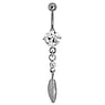 Bellypiercing Surgical Steel 316L Rhodium plated brass Crystal Feather