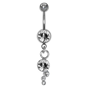 Bellypiercing Surgical Steel 316L Rhodium plated brass Crystal