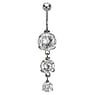 Bellypiercing Surgical Steel 316L Rhodium plated brass Crystal