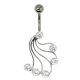 Piercing ventre Metallo chirurgico 316L Argento 925 Cristallo Onda