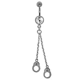 Bellypiercing Surgical Steel 316L Rhodium plated brass Crystal Handcuffs
