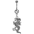 Bellypiercing Surgical Steel 316L Rhodium plated brass Crystal Dragon
