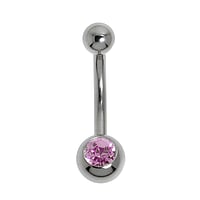 Bellypiercing out of Surgical Steel 316L with Crystal. Thread:1,6mm. Bar length:10mm. Closure ball:4mm.