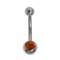 Piercing nombril en Acier chirurgical 316L avec Cristal. Pas-de-vis:1,6mm. Longueur de la tige:10mm. Boule de fermeture:4mm.