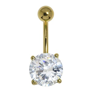 Piercing du ventre dor Acier chirurgical 316L Revtement PVD (couleur or) Zircon