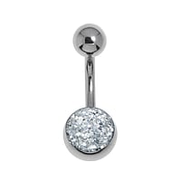 Piercing nombril en Acier chirurgical 316L avec poxy. Pas-de-vis:1,6mm. Longueur de la tige:8mm. Boule de fermeture:5mm.