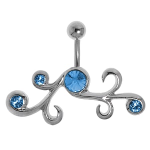 Piercing nombril Acier chirurgical 316L Laiton rhodi Cristal Dessin_tribal Motif_tribal