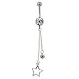 Bellypiercing Surgical Steel 316L Silver 925 Crystal Star