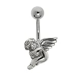 Belly piercing out of Surgical Steel 316L and Silver 925. Thread:1,6mm. Closure ball:5mm.  Angel Wings