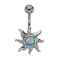 Belly piercing out of Surgical Steel 316L and Silver 925 with Gemstone. Thread:1,6mm. Bar length:10mm. Closure ball:5mm.  Star