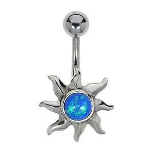 Belly piercing Surgical Steel 316L Silver 925 Gemstone Star