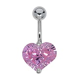 Bellypiercing Surgical Steel 316L Silver 925 zirconia Heart Love