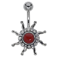 Bauchpiercing aus Chirurgenstahl 316L und Silber 925 mit Schmuckstein. Gewinde:1,6mm. Stablnge:10mm. Verschlusskugel:5mm.  Blatt Pflanzenmuster Florales Muster Kleeblatt