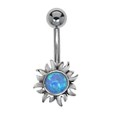 Belly piercing Surgical Steel 316L Silver 925 Gemstone Flower