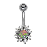 Piercing nombril Acier chirurgical 316L Argent 925 Gemme Fleur