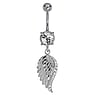 Bellypiercing Surgical Steel 316L Rhodium plated brass Crystal Wings