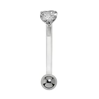 Piercing du nombril bioplast en Argent 925 et Acier chirurgical 316L avec Zircon. Pas-de-vis:1,6mm. Longueur de la tige:12mm. Pierre(s) fixe(s) par la monture.  Coeur Amour