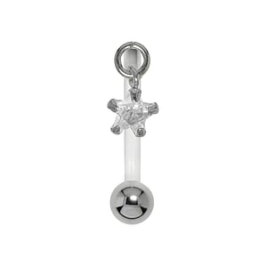 Piercing du nombril bioplast Argent 925 Acier chirurgical 316L Bioplast Zircon toile