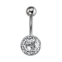 Piercing nombril en Acier chirurgical 316L avec Cristal et poxy. Pas-de-vis:1,6mm. Longueur de la tige:8mm. Boule de fermeture:5mm.