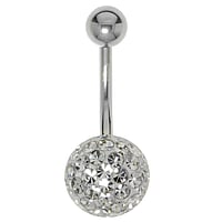 Piercing nombril en Acier chirurgical 316L avec Cristal et poxy. Pas-de-vis:1,6mm. Longueur de la tige:10mm. Boule de fermeture:5mm.